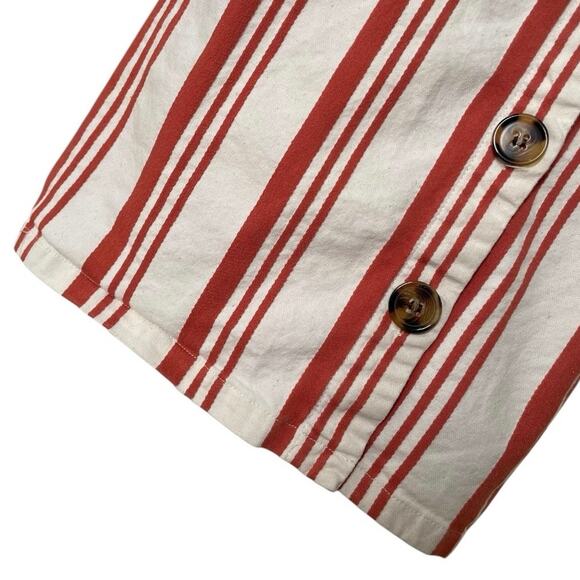 Sky and Sparrow Orange & White Striped Button Down V-Neck Mini Dress - Picture 6 of 8